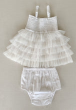 White Tiered Tulle Dress with Nylon Net Frills and Adjustable Straps