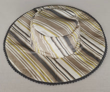 Reversible Brown Floral & stripe Kids' Sun Hat with Lace Detail