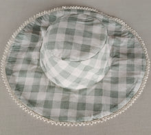 Reversible Sage Checks & Stripe Sun Hat for Kids