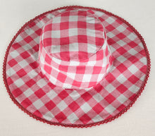 Cappello da sole reversibile a quadri e righe rossi per bambini