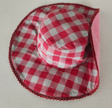 Cappello da sole reversibile a quadri e righe rossi per bambini