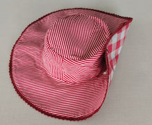 Reversible Red Checks & Stripe Sun Hat for Kids