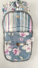 Grey Floral & Stripe Kids' Small Tote Bag with Magnetic Closure and Lace Detailing