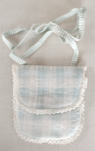 Blue Checks & Stripe Kids' Small Tote Bag with Magnetic Closure and Lace Detailing