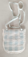 Blue Checks & Stripe Kids' Small Tote Bag with Magnetic Closure and Lace Detailing