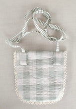 Sage Checks & Stripe Kids' Small Tote Bag with Magnetic Closure and Lace Detailing