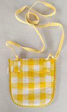 Yellow Checks & Stripe Kids' Small Tote Bag with Magnetic Closure and Lace Detailing