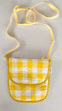 Yellow Checks & Stripe Kids' Small Tote Bag with Magnetic Closure and Lace Detailing