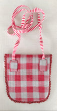 Red Checks & Stripe Kids' Small Tote Bag with Magnetic Closure and Lace Detailing