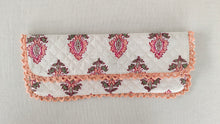 Kids' Cotton Coral Booti & Stripe Printed Pencil Pouch with Magnetic Closure and Lace Details. (Copy)