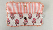 Kids' Cotton Coral Booti & Stripe Printed Pencil Pouch with Magnetic Closure and Lace Details. (Copy)