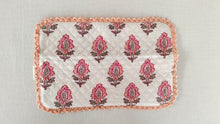 Kids' Cotton Coral Booti & Stripe Printed Pencil Pouch with Magnetic Closure and Lace Details. (Copy)