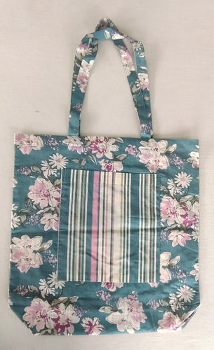 Reversible Tote Bag with Extra Front Pocket, Easy to Carry, Cotton Fabric