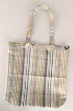 Reversible Brown Floral & stripe Tote Bag with Extra Front Pocket, Easy to Carry, Cotton Fabric