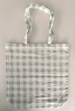 Reversible Sage Checks & stripe Tote Bag with Extra Front Pocket, Easy to Carry, Cotton Fabric.