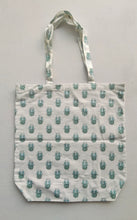 Reversible Sage Booti & stripe Tote Bag with Extra Front Pocket, Easy to Carry, Cotton Fabric.