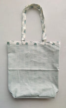 Reversible Sage Booti & stripe Tote Bag with Extra Front Pocket, Easy to Carry, Cotton Fabric.