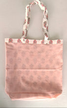 Reversible Coral Booti & stripe Tote Bag with Extra Front Pocket, Easy to Carry, Cotton Fabric.