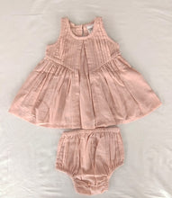 Dusty Pink Solid Color Pintuck Gathered Dress