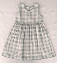 Charming Sage Checks Fit & Flare Dress with Lace Finish