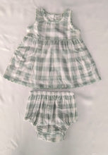 Charming Sage Checks Fit & Flare Dress with Lace Finish