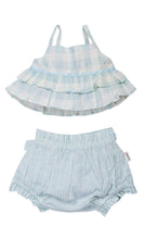 Adorable 2-Piece Light Blue Checks Top & Striped Pants Set for Kids & Infants