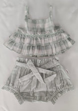 Adorable 2-Piece Sage Checks Top & Striped Pants Set for Kids & Infants