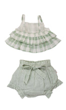 Adorable 2-Piece Sage Checks Top & Striped Pants Set for Kids & Infants