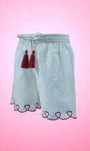 Heart-Embroidered Cotton Top & Shorts Set