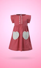 Coral Heart Gathered Dress