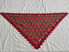Embroidered Triangle Scarf : RED : One Size