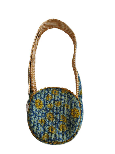 Quilted Round Sling Bag : BLUE : One Size