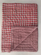 Reversible Quilted Blanket - Red checks & Stripes