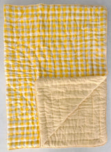 Reversible Quilted Blanket - Yellow checks & Stripes