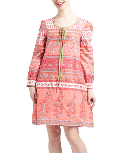 Robe droite à motif cachemire et fleurie