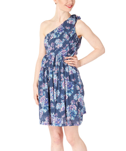 Blue Floral Asymmetrical Dress