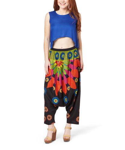 Blue & Black Floral Harem Pants & Top
