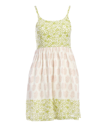 Robe sans manches à fleurs verte et rose