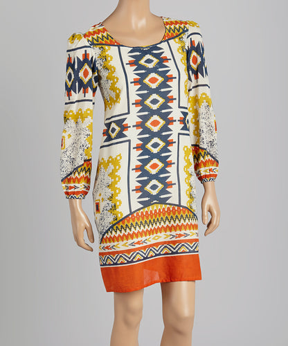 Robe trapèze géométrique orange