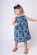 Indigo Floral Shift Dress With Lace Detail & Diaper Cover Set