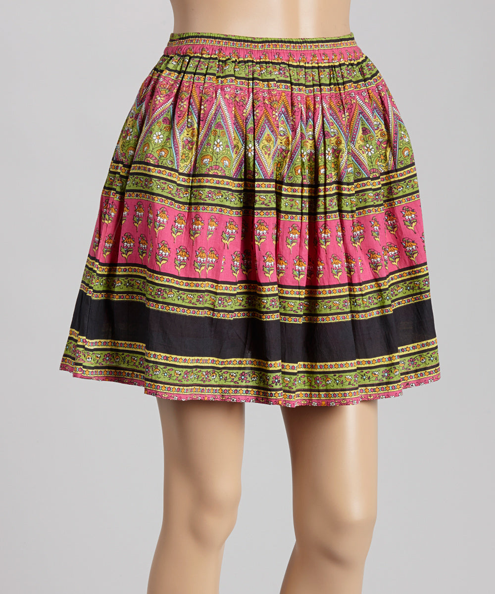 Pink & Green Floral Skirt