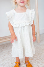 Grey Stripes Square Neck Lace Dress and Bloomers