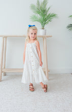 White Multicolor Dot Cotton Dobby Tiered Dress