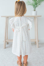 Robe blanche à volants en coton Dobby à pois multicolores