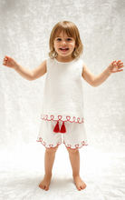 Heart-Embroidered Cotton Top & Shorts Set