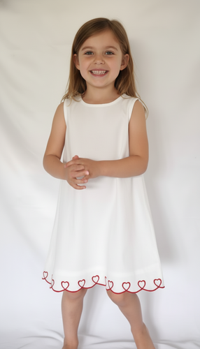 Heart-Embroidered Cotton Top & Shorts Set