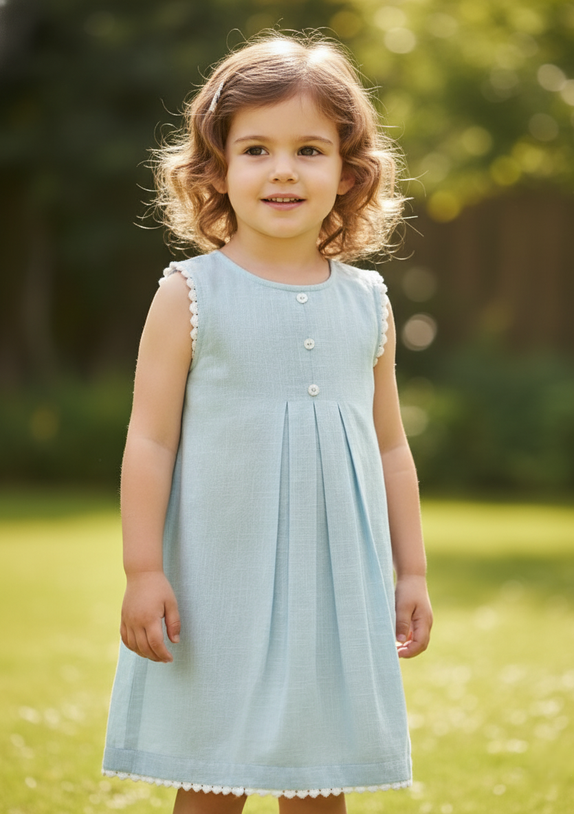 Powder-Blue Lace Detail Dress