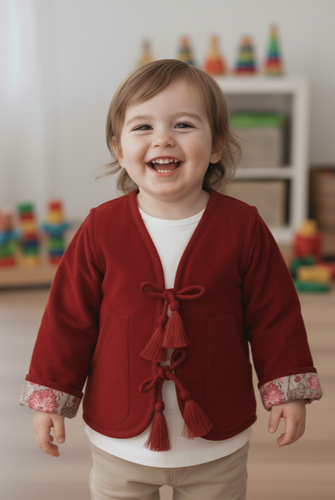 Jill Reversible Quilted Jacket : CHRISTMAS MAROON : Infant : Toddler : Tween