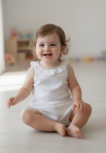 Top And Bow Bloomer Set : ECRU : Infant : Baby Girl : New Born