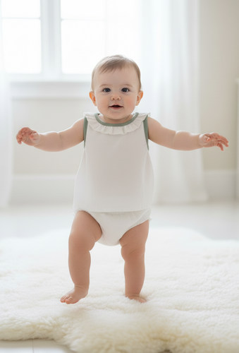 Top And Bow Bloomer Set : SAGE : Infant : Baby Girl : New Born